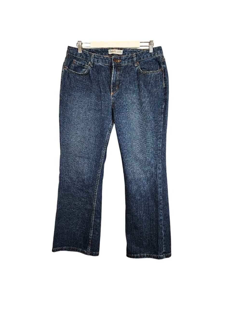 Bass Womens 14 Straight Leg Blue Denim Jeans Rugged Cotton Mid rise med wash